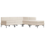 5 Piece Sofa Set Fabric Cream