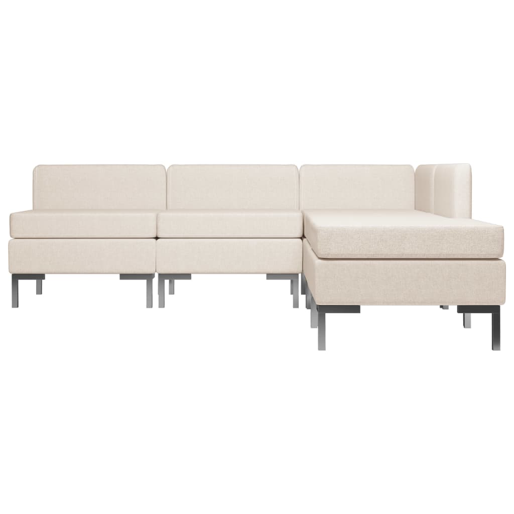 5 Piece Sofa Set Fabric Cream