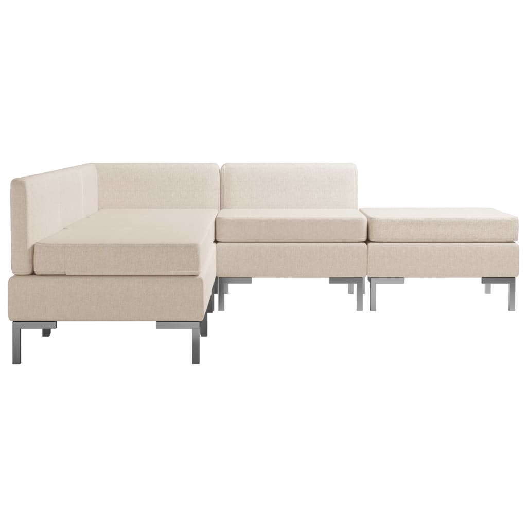 5 Piece Sofa Set Fabric Cream