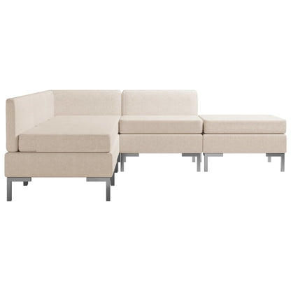 5 Piece Sofa Set Fabric Cream
