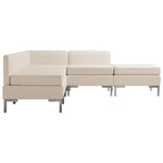 5 Piece Sofa Set Fabric Cream