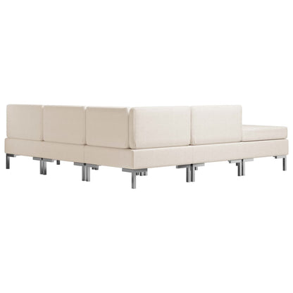 5 Piece Sofa Set Fabric Cream