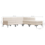 5 Piece Sofa Set Fabric Cream