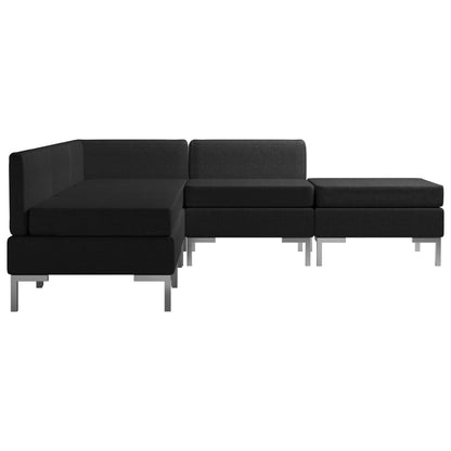 5 Piece Sofa Set Fabric Black