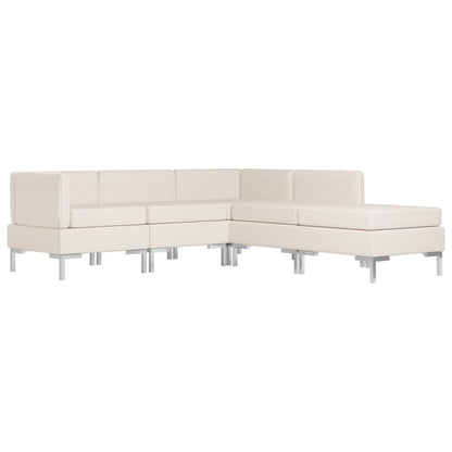 5 Piece Sofa Set Fabric Cream