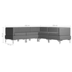 5 Piece Sofa Set Fabric Dark Grey
