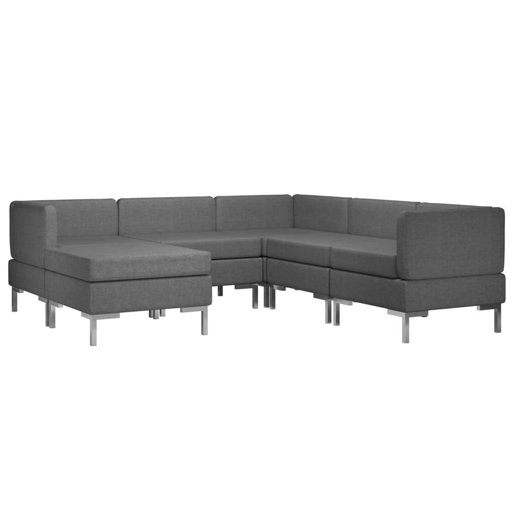 6 Piece Sofa Set Fabric Dark Grey
