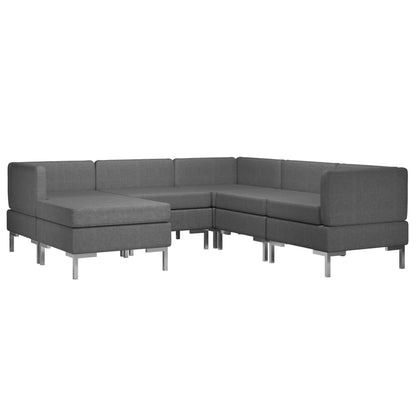 6 Piece Sofa Set Fabric Dark Grey