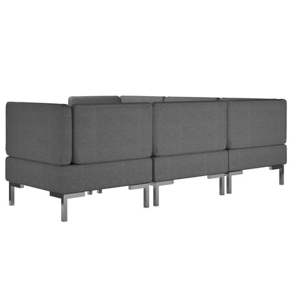 6 Piece Sofa Set Fabric Dark Grey