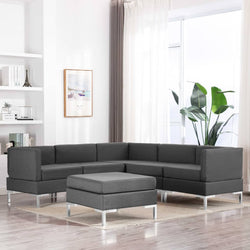 6 Piece Sofa Set Fabric Dark Grey