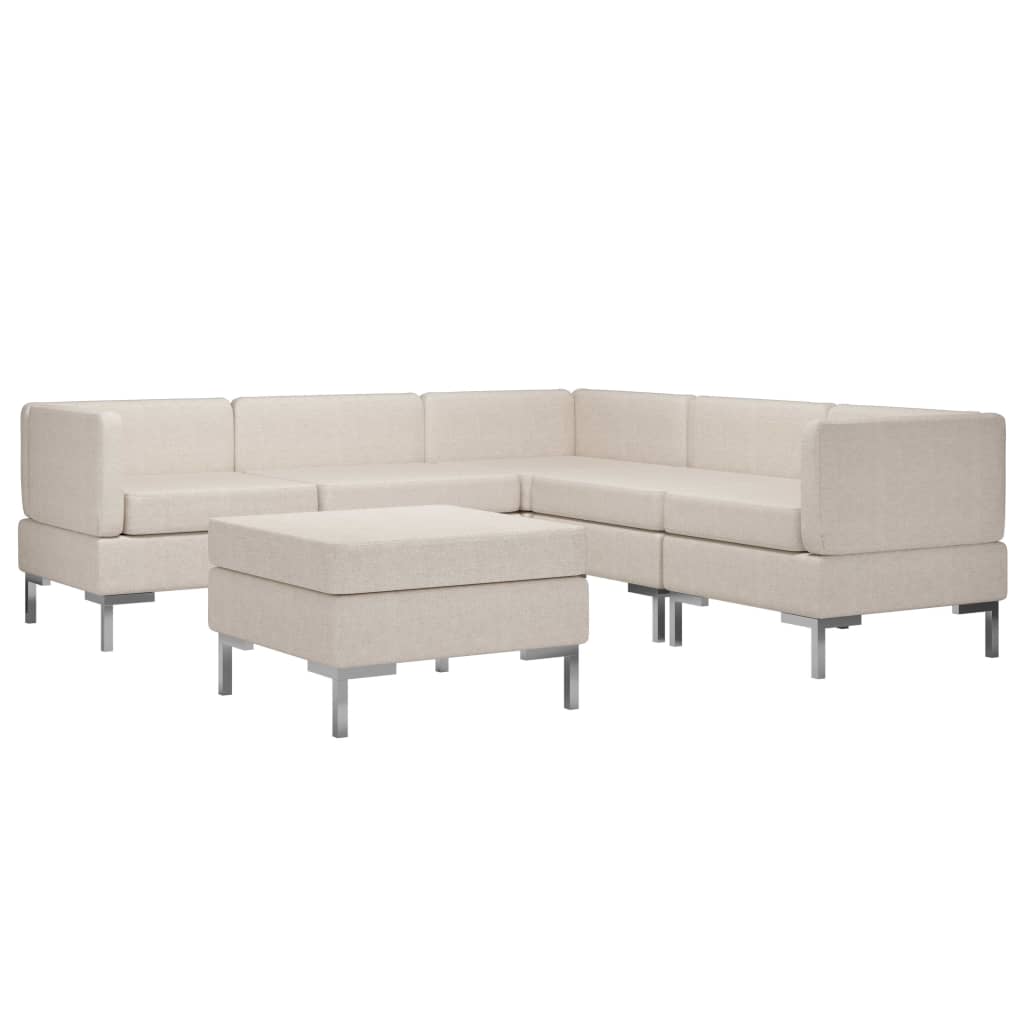 6 Piece Sofa Set Fabric Cream