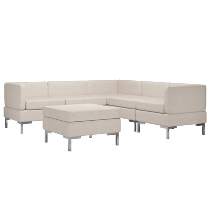 6 Piece Sofa Set Fabric Cream
