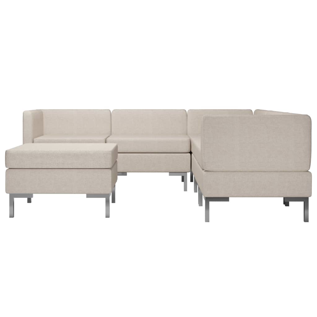 6 Piece Sofa Set Fabric Cream