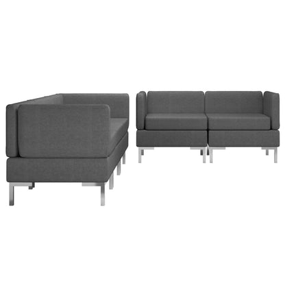 5 Piece Sofa Set Fabric Dark Grey