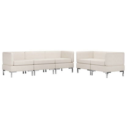 5 Piece Sofa Set Fabric Cream
