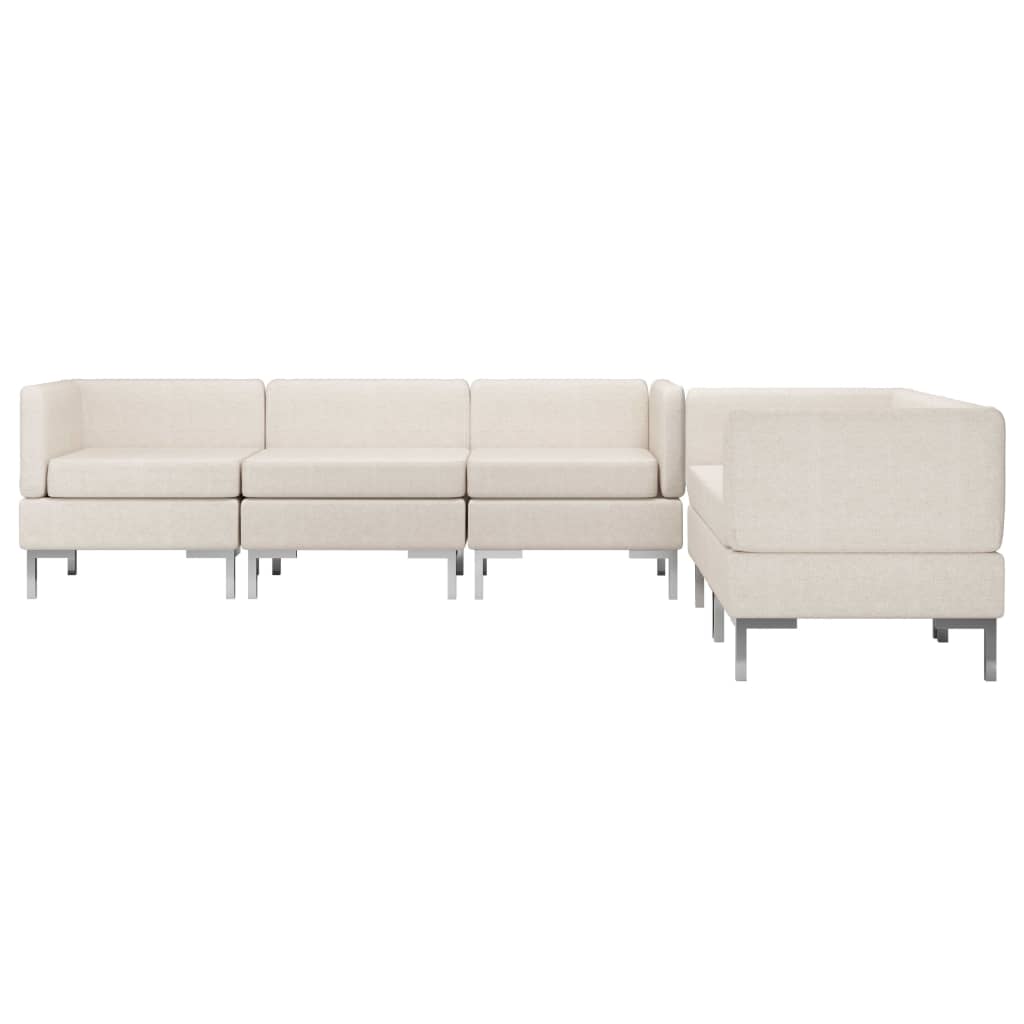 5 Piece Sofa Set Fabric Cream