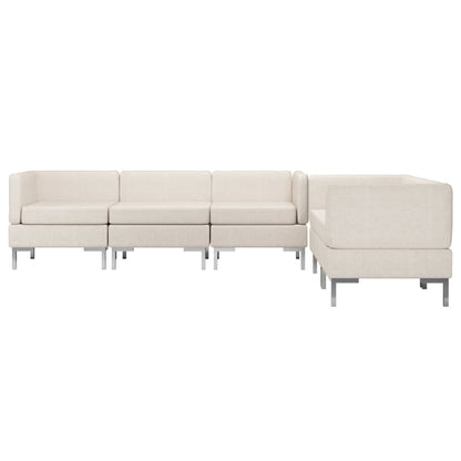 5 Piece Sofa Set Fabric Cream