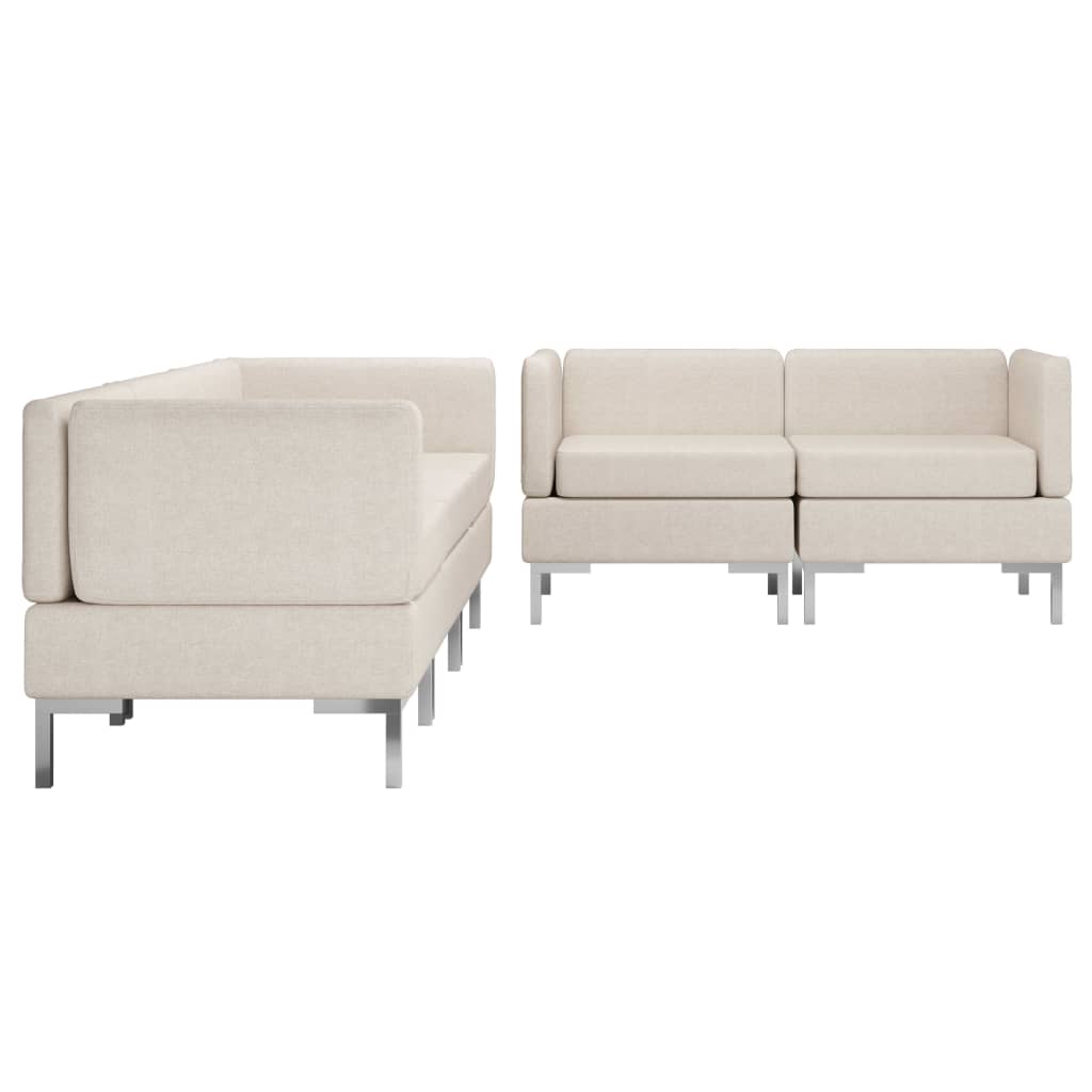 5 Piece Sofa Set Fabric Cream