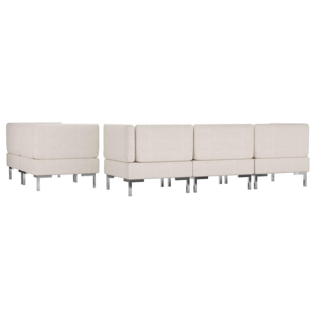 5 Piece Sofa Set Fabric Cream