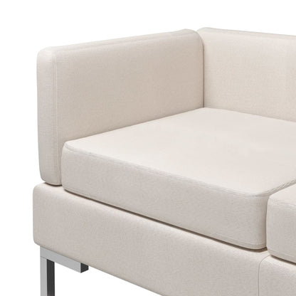 5 Piece Sofa Set Fabric Cream