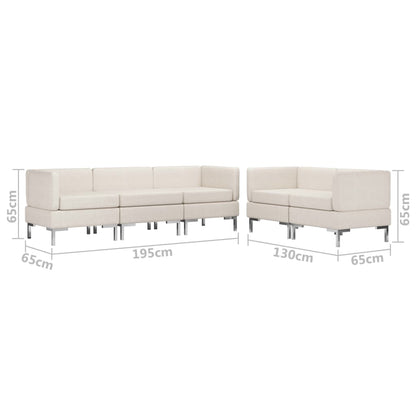 5 Piece Sofa Set Fabric Cream
