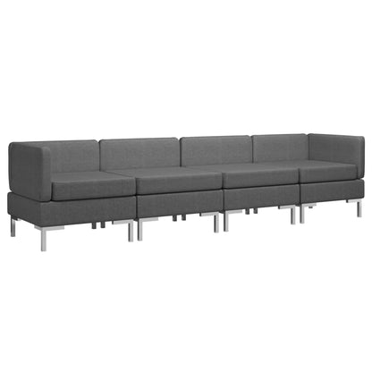 4 Piece Sofa Set Fabric Dark Grey