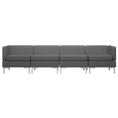 4 Piece Sofa Set Fabric Dark Grey