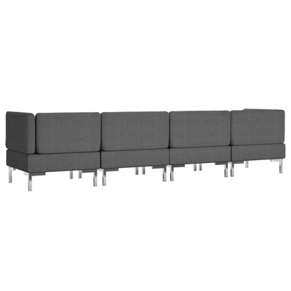 4 Piece Sofa Set Fabric Dark Grey