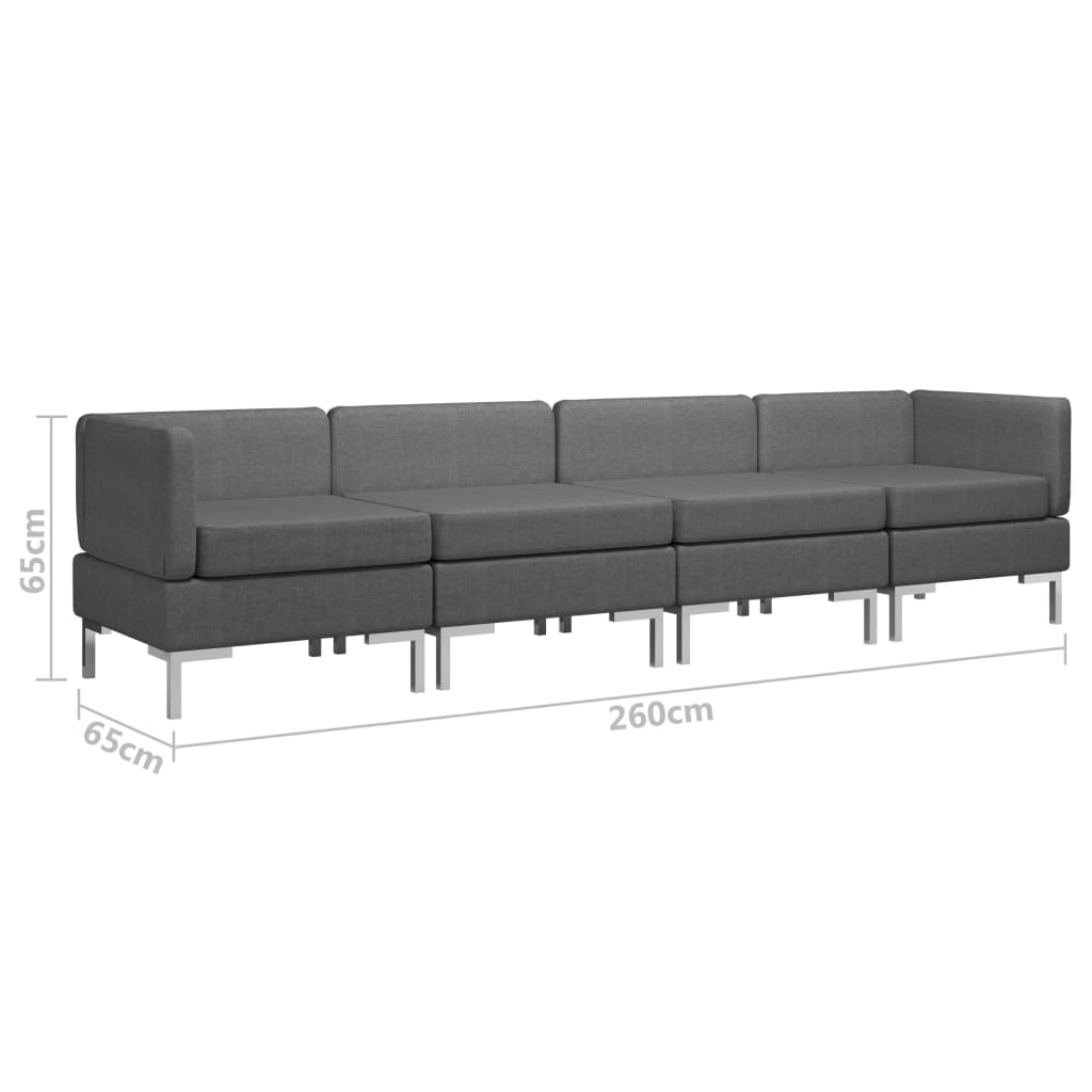 4 Piece Sofa Set Fabric Dark Grey
