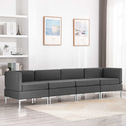 4 Piece Sofa Set Fabric Dark Grey