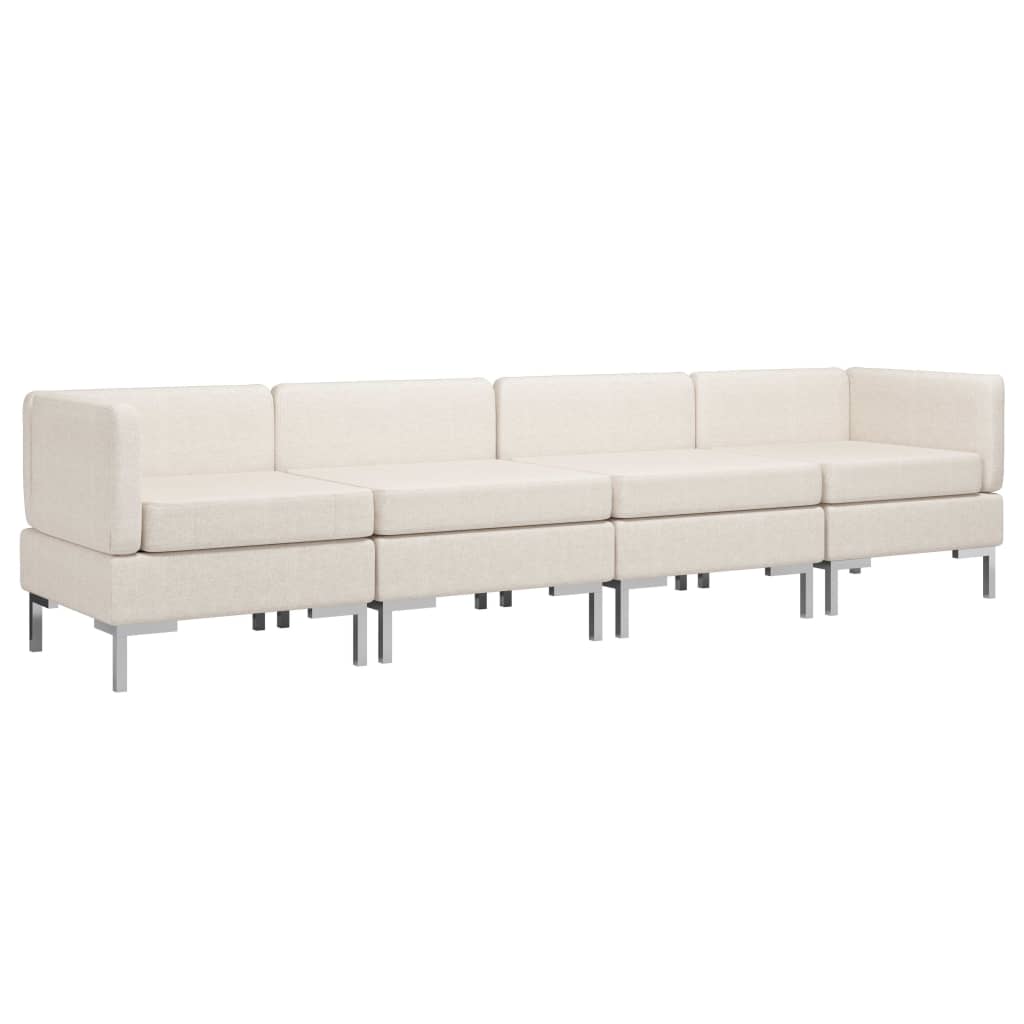 4 Piece Sofa Set Fabric Cream