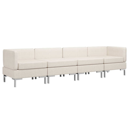 4 Piece Sofa Set Fabric Cream