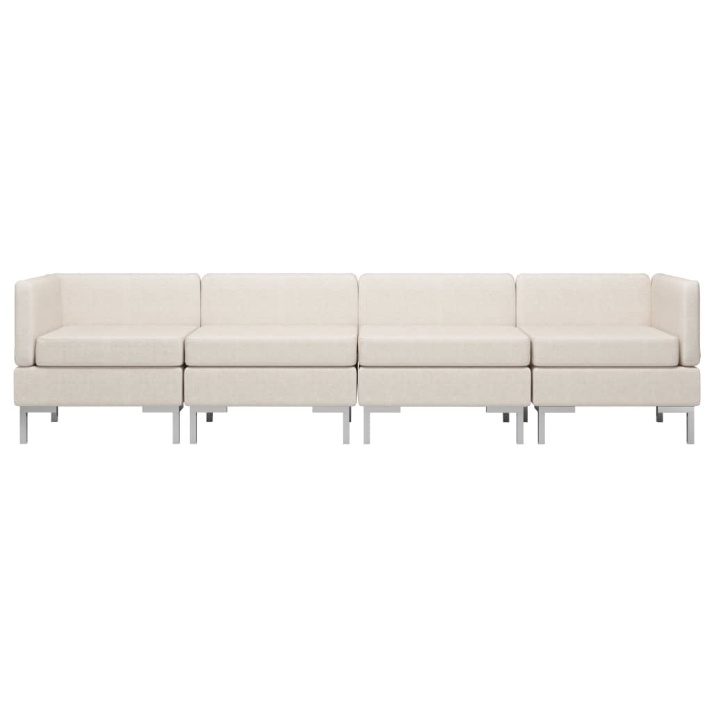 4 Piece Sofa Set Fabric Cream