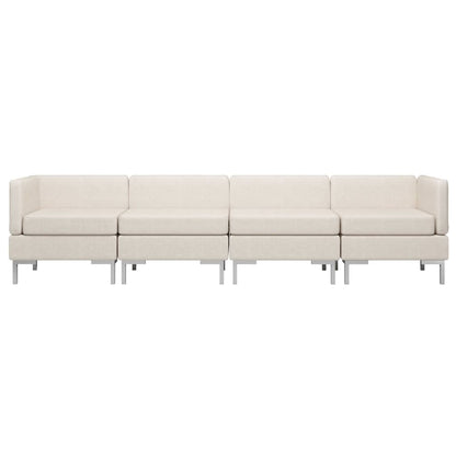4 Piece Sofa Set Fabric Cream
