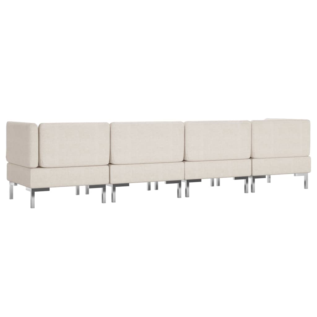 4 Piece Sofa Set Fabric Cream