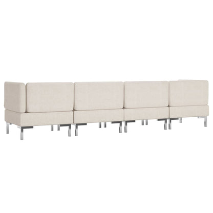 4 Piece Sofa Set Fabric Cream