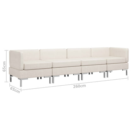 4 Piece Sofa Set Fabric Cream
