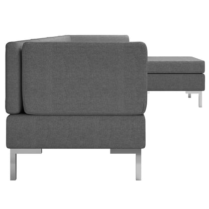 5 Piece Sofa Set Fabric Dark Grey