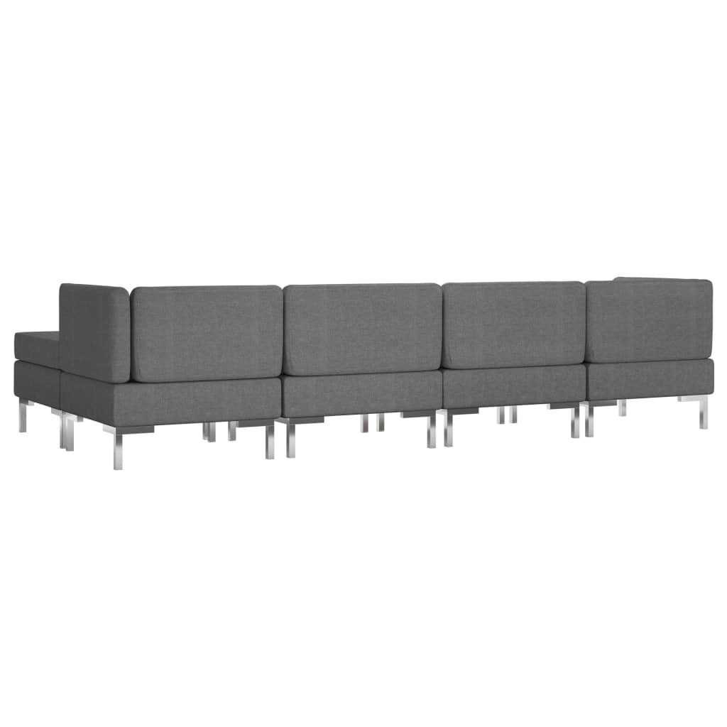 5 Piece Sofa Set Fabric Dark Grey
