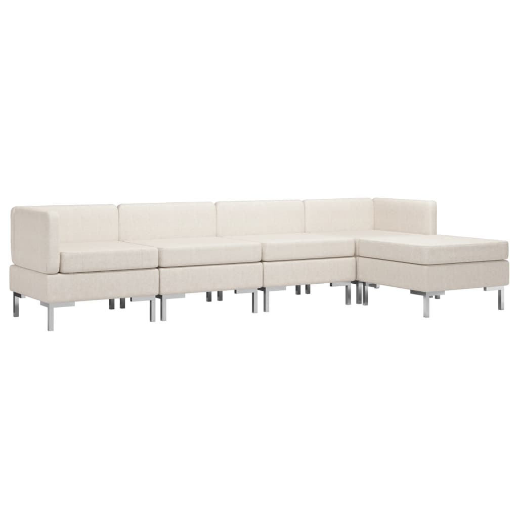 5 Piece Sofa Set Fabric Cream