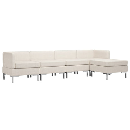 5 Piece Sofa Set Fabric Cream