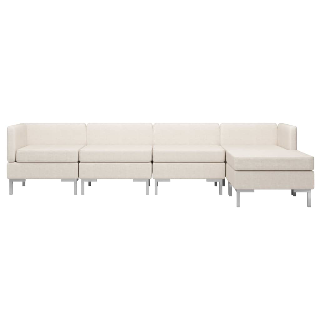5 Piece Sofa Set Fabric Cream