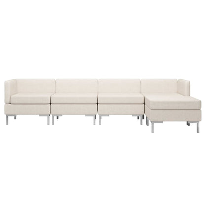 5 Piece Sofa Set Fabric Cream