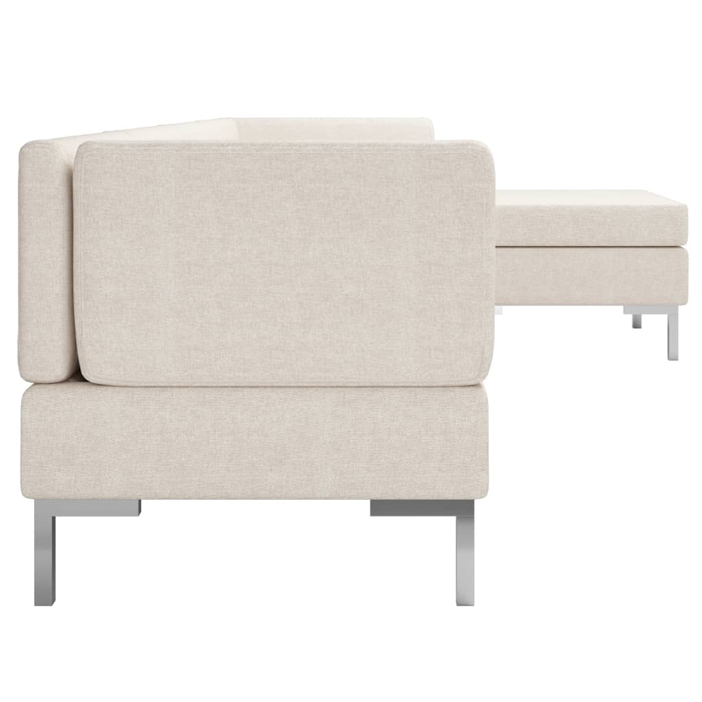 5 Piece Sofa Set Fabric Cream