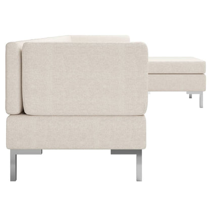 5 Piece Sofa Set Fabric Cream