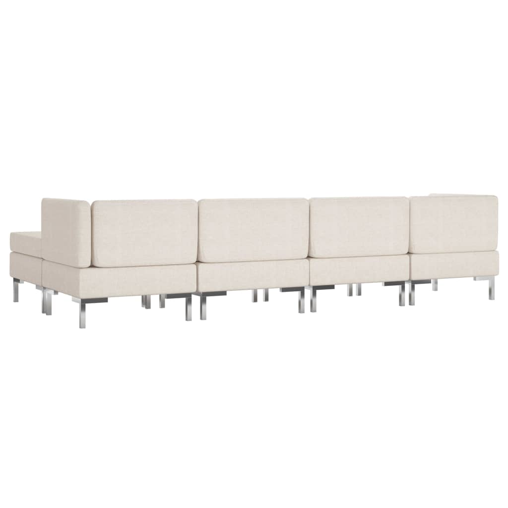 5 Piece Sofa Set Fabric Cream