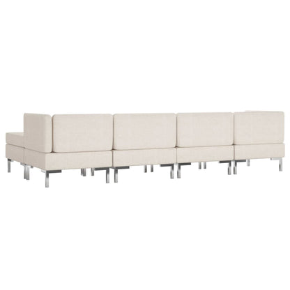 5 Piece Sofa Set Fabric Cream