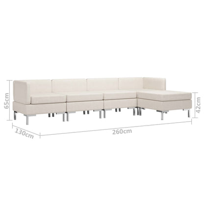 5 Piece Sofa Set Fabric Cream