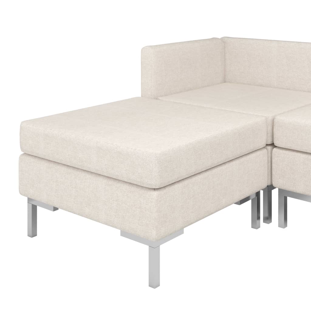 6 Piece Sofa Set Fabric Cream