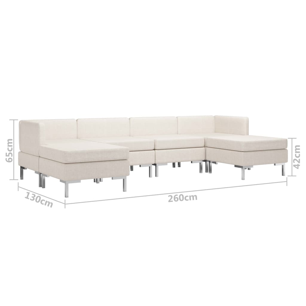 6 Piece Sofa Set Fabric Cream